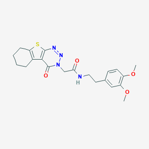 molecular formula C21H24N4O4S B256670 N-[2-(3,4-dimethoxyphenyl)ethyl]-2-(4-oxo-5,6,7,8-tetrahydro[1]benzothieno[2,3-d][1,2,3]triazin-3(4H)-yl)acetamide 