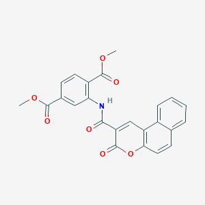 molecular formula C24H17NO7 B2566702 dimethyl 2-{[(3-oxo-3H-benzo[f]chromen-2-yl)carbonyl]amino}terephthalate CAS No. 317327-67-6