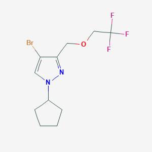 molecular formula C11H14BrF3N2O B2566710 4-bromo-1-cyclopentyl-3-[(2,2,2-trifluoroethoxy)methyl]-1H-pyrazole CAS No. 1856023-34-1
