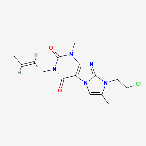 molecular formula C15H18ClN5O2 B2566714 (E)-3-(but-2-en-1-yl)-8-(2-chloroethyl)-1,7-dimethyl-1H-imidazo[2,1-f]purine-2,4(3H,8H)-dione CAS No. 955611-83-3