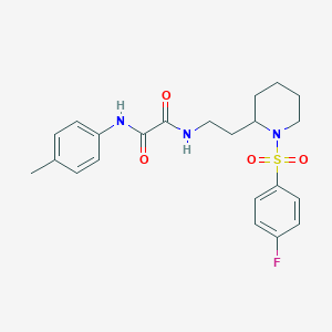 molecular formula C22H26FN3O4S B2566720 N1-(2-(1-((4-氟苯基)磺酰)哌啶-2-基)乙基)-N2-(对甲苯基)草酰胺 CAS No. 898449-93-9