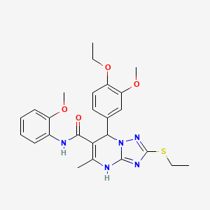 molecular formula C25H29N5O4S B2566721 7-(4-ethoxy-3-methoxyphenyl)-2-(ethylthio)-N-(2-methoxyphenyl)-5-methyl-4,7-dihydro-[1,2,4]triazolo[1,5-a]pyrimidine-6-carboxamide CAS No. 1021209-28-8