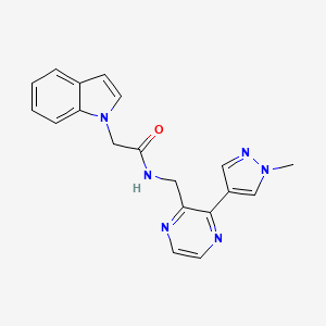molecular formula C19H18N6O B2566728 2-(1H-吲哚-1-基)-N-((3-(1-甲基-1H-吡唑-4-基)吡嗪-2-基)甲基)乙酰胺 CAS No. 2034370-94-8