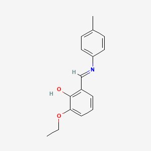 molecular formula C16H17NO2 B2566732 2-ethoxy-6-{(E)-[(4-methylphenyl)imino]methyl}phenol CAS No. 1402215-10-4