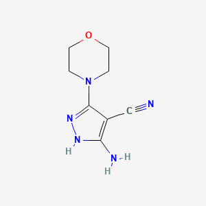 molecular formula C8H11N5O B2566733 5-amino-3-morpholin-4-yl-1H-pyrazole-4-carbonitrile CAS No. 103184-16-3
