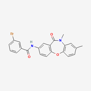 molecular formula C22H17BrN2O3 B2566738 3-溴-N-(8,10-二甲基-11-氧代-10,11-二氢二苯并[b,f][1,4]恶氮杂卓-2-基)苯甲酰胺 CAS No. 921919-04-2