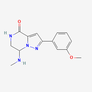 molecular formula C14H16N4O2 B2566742 2-(3-methoxyphenyl)-7-(methylamino)-6,7-dihydropyrazolo[1,5-a]pyrazin-4(5H)-one CAS No. 2117453-15-1
