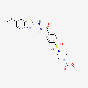 Ethyl 4-((4-(2-(6-methoxybenzo[d]thiazol-2-yl)hydrazinecarbonyl)phenyl)sulfonyl)piperazine-1-carboxylate