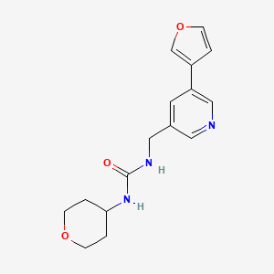 molecular formula C16H19N3O3 B2566748 1-((5-(呋喃-3-基)吡啶-3-基)甲基)-3-(四氢-2H-吡喃-4-基)脲 CAS No. 2034315-07-4