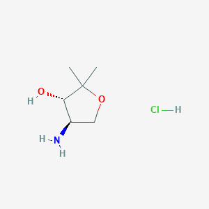 molecular formula C6H14ClNO2 B2566750 (3S,4R)-4-Amino-2,2-dimethyloxolan-3-ol;hydrochloride CAS No. 2418596-50-4