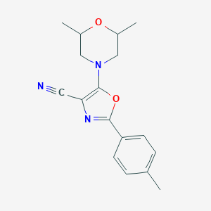 molecular formula C17H19N3O2 B256676 5-(2,6-Dimethylmorpholin-4-yl)-2-(4-methylphenyl)-1,3-oxazole-4-carbonitrile 