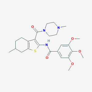 molecular formula C25H33N3O5S B256677 3,4,5-trimethoxy-N-{6-methyl-3-[(4-methyl-1-piperazinyl)carbonyl]-4,5,6,7-tetrahydro-1-benzothien-2-yl}benzamide 