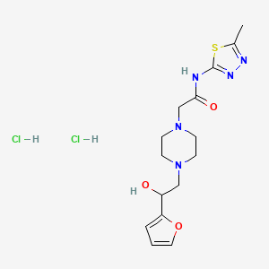 molecular formula C15H23Cl2N5O3S B2566782 2-(4-(2-(furan-2-yl)-2-hydroxyethyl)piperazin-1-yl)-N-(5-methyl-1,3,4-thiadiazol-2-yl)acetamide dihydrochloride CAS No. 1396676-93-9