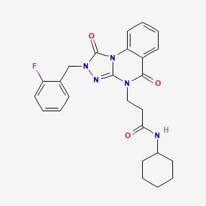 molecular formula C25H26FN5O3 B2566793 N-(2,4-difluorophenyl)-2-{[4-ethyl-5-(1-methyl-3-phenyl-1H-pyrazol-4-yl)-4H-1,2,4-triazol-3-yl]thio}acetamide CAS No. 1251581-57-3