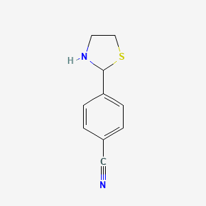 molecular formula C10H10N2S B2566798 4-(1,3-Thiazolidin-2-yl)benzonitrile CAS No. 90595-44-1