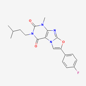 molecular formula C19H19FN4O3 B2566811 7-(4-fluorophenyl)-3-isopentyl-1-methyloxazolo[2,3-f]purine-2,4(1H,3H)-dione CAS No. 899947-76-3