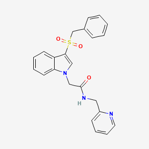 molecular formula C23H21N3O3S B2566814 2-(3-(苯甲磺酰基)-1H-吲哚-1-基)-N-(吡啶-2-基甲基)乙酰胺 CAS No. 898454-24-5
