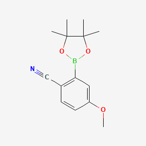 molecular formula C14H18BNO3 B2566821 4-甲氧基-2-(4,4,5,5-四甲基-1,3,2-二氧杂环戊硼烷-2-基)苯腈 CAS No. 863868-23-9