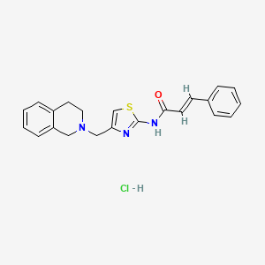 molecular formula C22H22ClN3OS B2566829 N-(4-((3,4-dihydroisoquinolin-2(1H)-yl)methyl)thiazol-2-yl)cinnamamide hydrochloride CAS No. 1217215-55-8