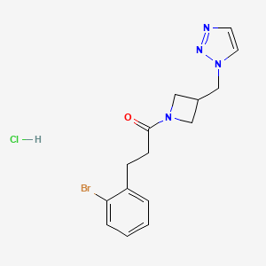 molecular formula C15H18BrClN4O B2566834 3-(2-Bromophenyl)-1-[3-(triazol-1-ylmethyl)azetidin-1-yl]propan-1-one;hydrochloride CAS No. 2309258-04-4