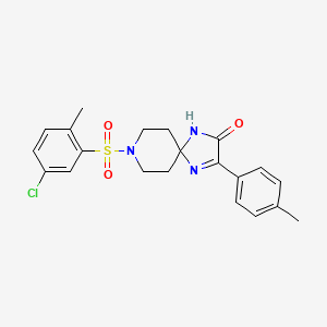 molecular formula C21H22ClN3O3S B2566835 8-((5-Chloro-2-methylphenyl)sulfonyl)-3-(p-tolyl)-1,4,8-triazaspiro[4.5]dec-3-en-2-one CAS No. 1189503-31-8