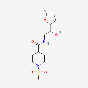 molecular formula C14H22N2O5S B2566838 N-(2-hydroxy-2-(5-methylfuran-2-yl)ethyl)-1-(methylsulfonyl)piperidine-4-carboxamide CAS No. 1226448-52-7