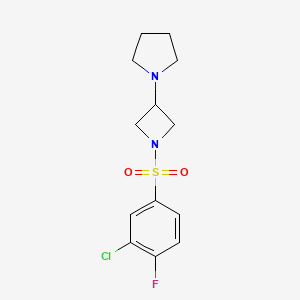 molecular formula C13H16ClFN2O2S B2566849 1-[1-(3-Chloro-4-fluorophenyl)sulfonylazetidin-3-yl]pyrrolidine CAS No. 2320861-17-2