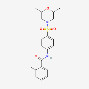 molecular formula C20H24N2O4S B2566877 N-[4-(2,6-二甲基吗啉-4-基)磺酰基苯基]-2-甲基苯甲酰胺 CAS No. 519034-01-6