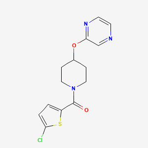 molecular formula C14H14ClN3O2S B2566880 (5-氯噻吩-2-基)(4-(吡嗪-2-氧基)哌啶-1-基)甲酮 CAS No. 1448067-60-4