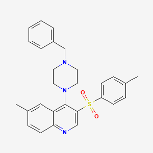 molecular formula C28H29N3O2S B2566881 4-(4-Benzylpiperazin-1-yl)-6-methyl-3-tosylquinoline CAS No. 866847-51-0
