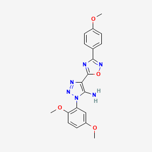 molecular formula C19H18N6O4 B2566882 1-(2,5-二甲氧基苯基)-4-[3-(4-甲氧基苯基)-1,2,4-恶二唑-5-基]-1H-1,2,3-三唑-5-胺 CAS No. 892746-91-7