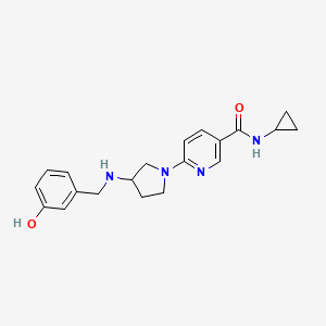 molecular formula C20H24N4O2 B2566885 N~3~-cyclopropyl-6-{3-[(3-hydroxybenzyl)amino]-1-pyrrolidinyl}nicotinamide CAS No. 1251548-45-4