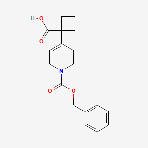 molecular formula C18H21NO4 B2566887 1-(1-Phenylmethoxycarbonyl-3,6-dihydro-2H-pyridin-4-yl)cyclobutane-1-carboxylic acid CAS No. 2287316-22-5