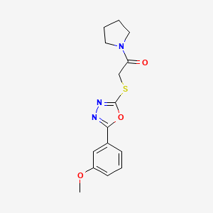 molecular formula C15H17N3O3S B2566904 2-(3-Methoxyphenyl)-5-[(2-oxo-2-pyrrolidin-1-ylethyl)thio]-1,3,4-oxadiazole CAS No. 484695-63-8