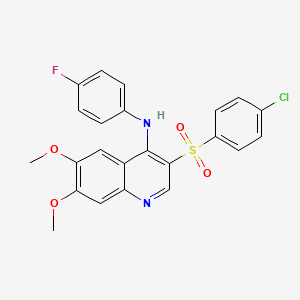 molecular formula C23H18ClFN2O4S B2566912 3-((4-氯苯)磺酰基)-N-(4-氟苯基)-6,7-二甲氧基喹啉-4-胺 CAS No. 895651-06-6