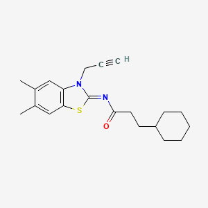 (E)-3-cyclohexyl-N-(5,6-dimethyl-3-(prop-2-yn-1-yl)benzo[d]thiazol-2(3H)-ylidene)propanamide