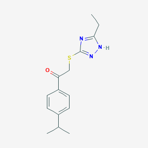 molecular formula C15H19N3OS B256692 2-[(5-ethyl-4H-1,2,4-triazol-3-yl)sulfanyl]-1-(4-isopropylphenyl)ethanone 