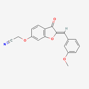 molecular formula C18H13NO4 B2566920 (Z)-2-((2-(3-methoxybenzylidene)-3-oxo-2,3-dihydrobenzofuran-6-yl)oxy)acetonitrile CAS No. 623120-29-6