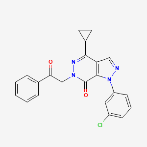molecular formula C22H17ClN4O2 B2566924 1-(3-chlorophenyl)-4-cyclopropyl-6-(2-oxo-2-phenylethyl)-1H-pyrazolo[3,4-d]pyridazin-7(6H)-one CAS No. 1105236-59-6