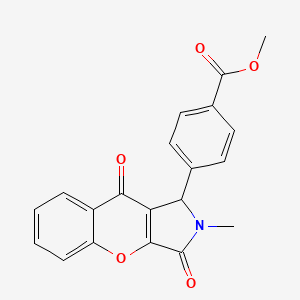 molecular formula C20H15NO5 B2566926 Methyl 4-(2-methyl-3,9-dioxo-1,2,3,9-tetrahydrochromeno[2,3-c]pyrrol-1-yl)benzoate CAS No. 850193-29-2