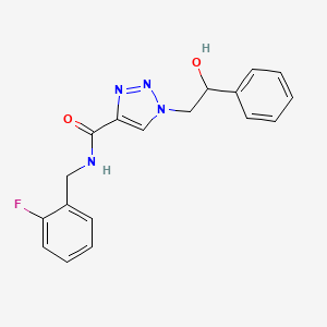 molecular formula C18H17FN4O2 B2566929 N-(2-fluorobenzyl)-1-(2-hydroxy-2-phenylethyl)-1H-1,2,3-triazole-4-carboxamide CAS No. 1396748-22-3
