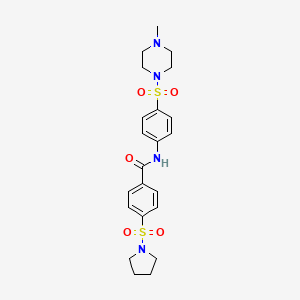 molecular formula C22H28N4O5S2 B2566931 N-{4-[(4-Methylpiperazin-1-yl)sulfonyl]phenyl}-4-(Pyrrolidin-1-sulfonyl)benzamid CAS No. 881942-09-2