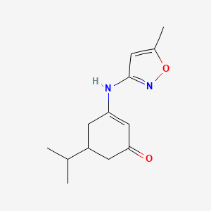 molecular formula C13H18N2O2 B2566934 5-(Isopropyl)-3-((5-methylisoxazol-3-YL)amino)cyclohex-2-EN-1-one CAS No. 1022698-87-8