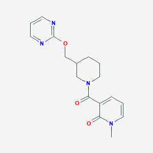 molecular formula C17H20N4O3 B2566938 1-Methyl-3-[3-(pyrimidin-2-yloxymethyl)piperidine-1-carbonyl]pyridin-2-one CAS No. 2379985-71-2