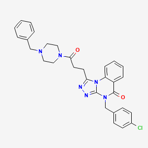 molecular formula C30H29ClN6O2 B2566940 1-[3-(4-苄基哌嗪-1-基)-3-氧代丙基]-4-(4-氯苄基)[1,2,4]三唑并[4,3-a]喹唑啉-5(4H)-酮 CAS No. 902924-07-6