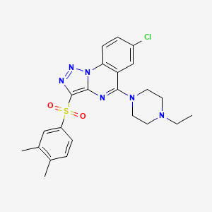 molecular formula C23H25ClN6O2S B2566941 7-Chloro-3-[(3,4-dimethylphenyl)sulfonyl]-5-(4-ethylpiperazin-1-yl)[1,2,3]triazolo[1,5-a]quinazoline CAS No. 904583-41-1