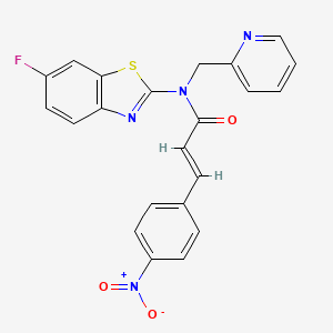 molecular formula C22H15FN4O3S B2566947 (E)-N-(6-fluorobenzo[d]thiazol-2-yl)-3-(4-nitrophenyl)-N-(pyridin-2-ylmethyl)acrylamide CAS No. 900005-83-6