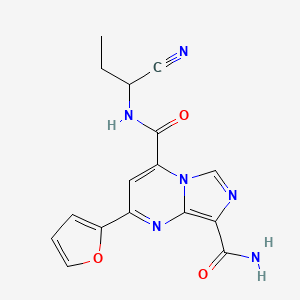 molecular formula C16H14N6O3 B2566949 N4-(1-cyanopropyl)-2-(furan-2-yl)imidazo[1,5-a]pyrimidine-4,8-dicarboxamide CAS No. 1808804-07-0