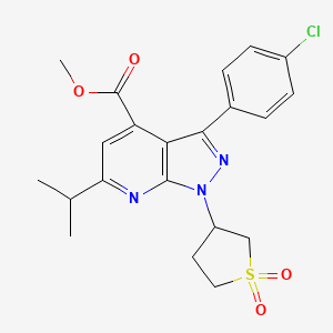 molecular formula C21H22ClN3O4S B2566950 3-(4-氯苯基)-1-(1,1-二氧化四氢噻吩-3-基)-6-异丙基-1H-吡唑并[3,4-b]吡啶-4-羧酸甲酯 CAS No. 1040637-37-3