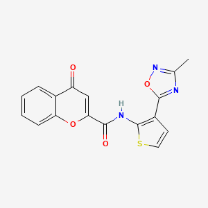 molecular formula C17H11N3O4S B2566954 N-(3-(3-methyl-1,2,4-oxadiazol-5-yl)thiophen-2-yl)-4-oxo-4H-chromene-2-carboxamide CAS No. 2034615-37-5